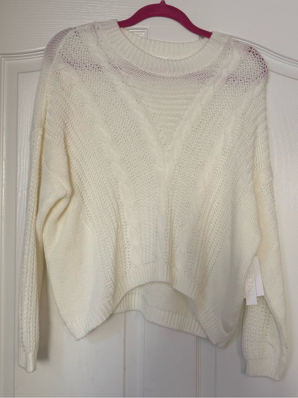 Abound Cream Cable Knit Crewneck Sweater
